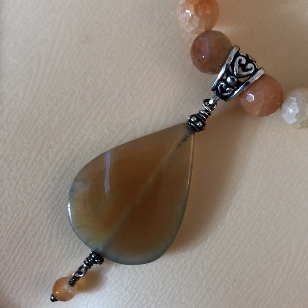 Facet carnelian natural stones necklace - Picture 5 of 7